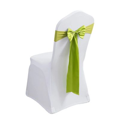 MYS QiQi Pack of 50 Spandex Chair Bands Satin Chairs Sashes Chair Ribbons Bows Stretch Sashes for Wedding Party Events Banquet Hotel Home Kitchen Cover Decoration (50 PCS Grass Green)