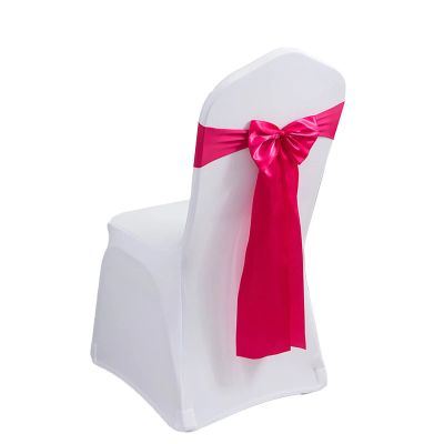 MYS QiQi Pack of 50 Spandex Chair Bands Satin Chairs Sashes Chair Ribbons Bows Stretch Sashes for Wedding Party Events Banquet Hotel Home Kitchen Cover Decoration (50 PCS Rose)