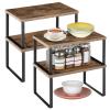 ETELI Kitchen Counter Cabinet Shelf Organizer Expandable Stackable Shelves Set of 4 Shelf Risers Small Counter Top Racks for Kitchen Cupboard Pantry, Brown view 1