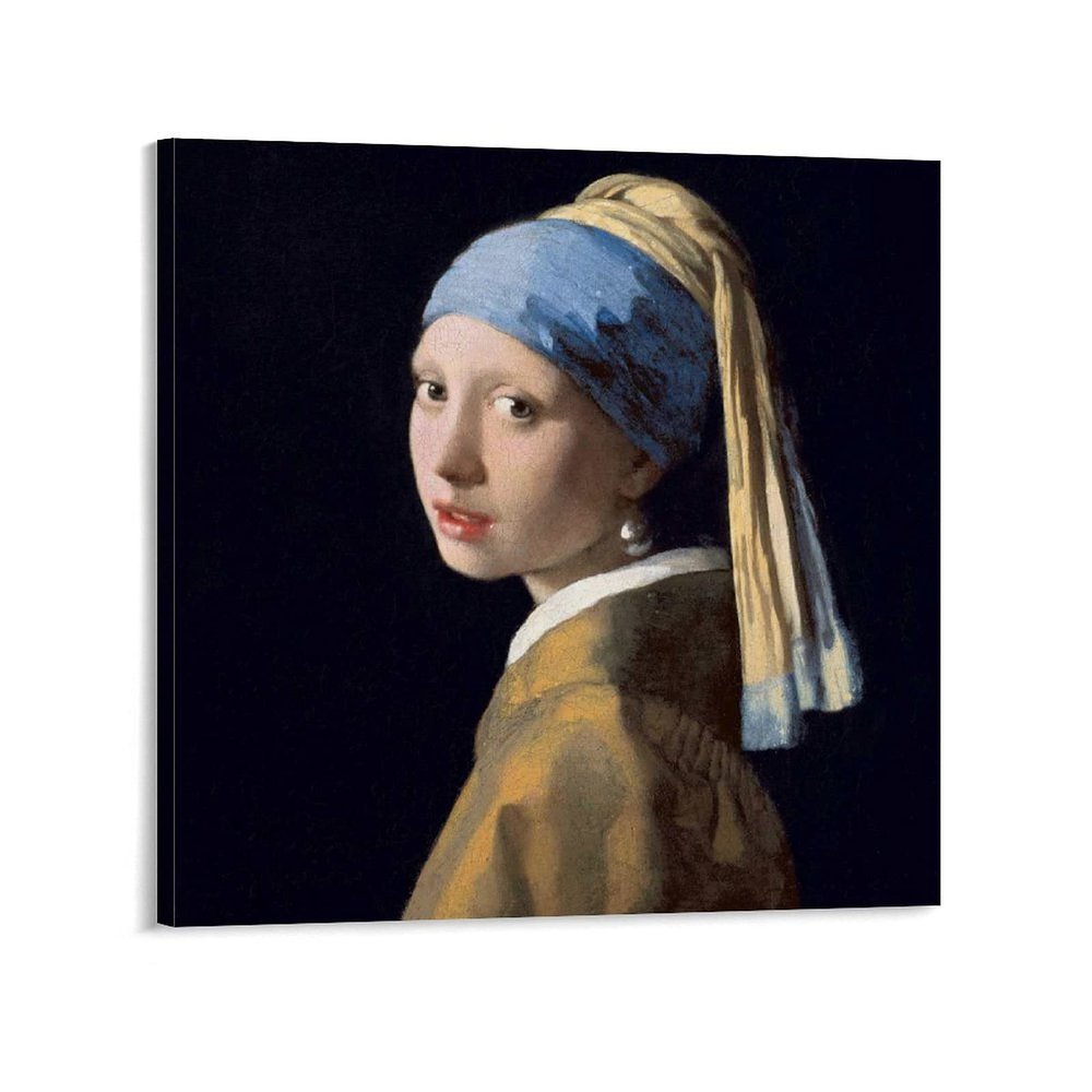 11 Masterpieces by Johannes Vermeer - Girl with A Pearl Earring Art Canvas Art Poster and Wall Art Picture Print Modern Family Bedroom Decor Posters 28x28inch(70x70cm)