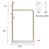 3-in-1 Gold Clothes Rack with Marble Bottom Shelf, Heavy Duty Clothing Racks for Hanging Clothes, 5 Side Hooks Display Garment Rack for Bedroom, Retail Store view 3