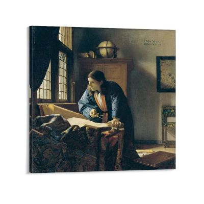 11 Masterpieces by Johannes Vermeer - The Geographer Poster Decorative Painting Canvas Wall Art Living Room Posters Bedroom Painting 28x28inch(70x70cm)