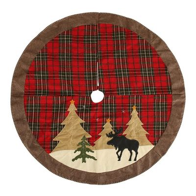 Christmas Tree Skirt Christmas Tree Skirt,41 Inch Red and Black Grid Cloth Xmas Tree Skirt,Christmas Decoration Ornaments for Home Holiday Party Best Decoration (Color : A)