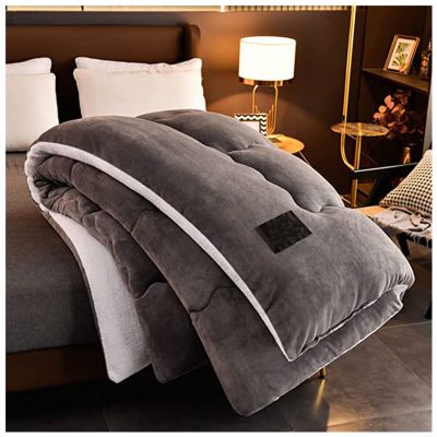 BDMFJY Super Warm Lamb Winter Blanket Double-Sided Fleece Quilt Thickened Warm Plush Quilt for Cold Weather,Gray,150x200cm(2.5kg)