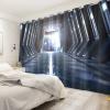 Renaiss Outer Space Window Curtains, Inside Passage of Space Station Futuristic Sci Fi Corridor Inner View Earth Technology Blackout Drapes for Bedroom Living Room Home Decor 2 Panels 42x84 Inches view 2