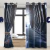 Renaiss Outer Space Window Curtains, Inside Passage of Space Station Futuristic Sci Fi Corridor Inner View Earth Technology Blackout Drapes for Bedroom Living Room Home Decor 2 Panels 42x84 Inches view 3