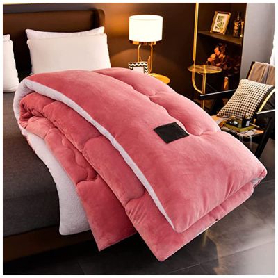 BDMFJY Super Warm Lamb Winter Blanket Double-Sided Fleece Quilt Thickened Warm Plush Quilt for Cold Weather,Pink,180x220cm(3.5kg)