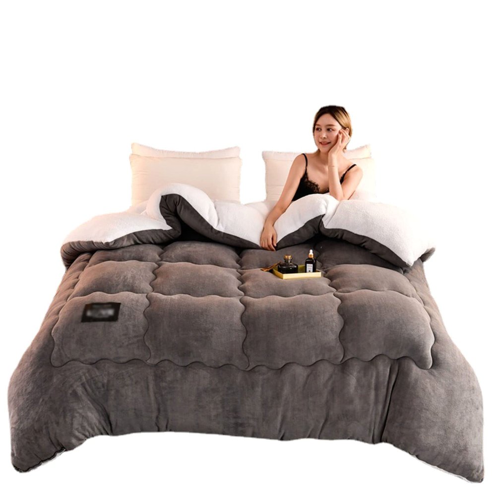 BDMFJY 2.5-5 Kg Super Warm Lamb Solid Color Winter Blanket Double-Sided Fleece Quilt Thickened Warm Plush Quilt,A,200x230cm(5kg)