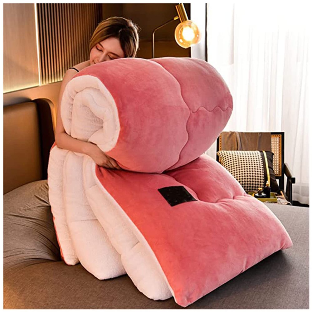 BDMFJY Super Warm Lamb Quilt Winter Blanket 2.5-5 Kg Double-Sided Velvet Quilt Thickened Warm Autumn Spring Plush Comforter Core,Pink,150x200cm(2.5kg)