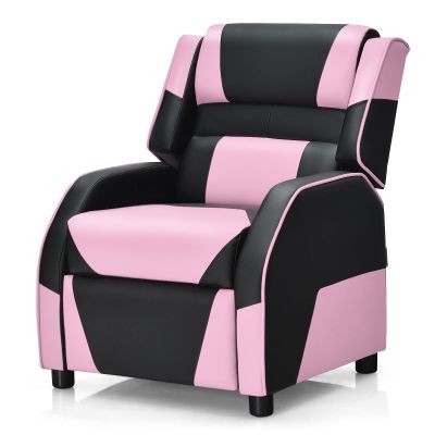 ARLIME Kids Recliner, PU Leather Kid Lounge Chair w/Footrest, Armrest, Headrest & Lumbar Support, Adjustable Gaming Toddler Sofa Armchair for Boys Girls (Pink)