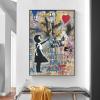 XIANGPEIFBH Banksy Graffiti Art Canvas Painting Girl With Red Balloon Posters and Prints Street Wall Art Picture Living Room Decor 50x90cm(20''x35'') With Frame view 3