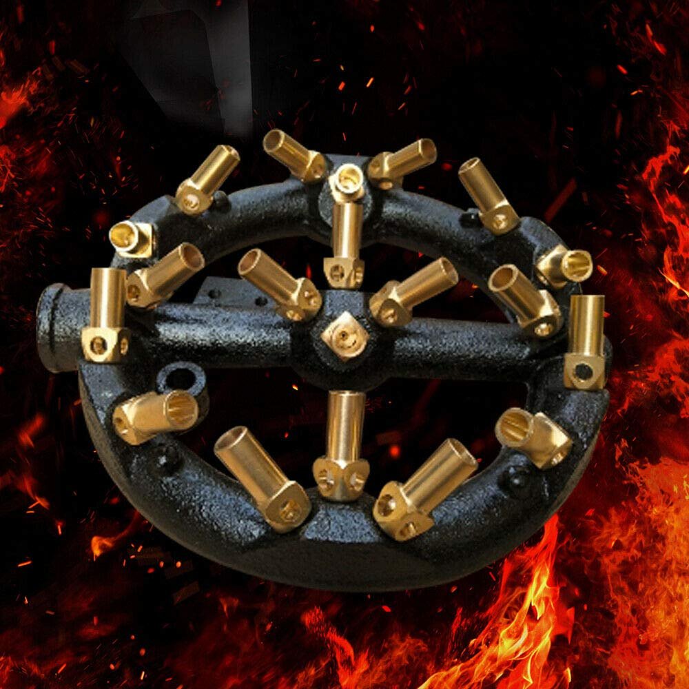 Commercial Jet Burner Natural Gas Jet Burner Round Nozzle Jet Burner for Chinese Wok Range Grilling Stir Fry Cast (20 Heads)