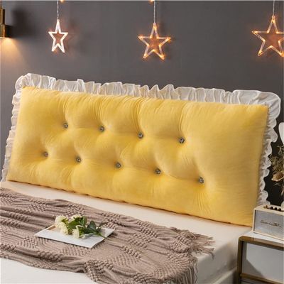 ZZYK Headboard Reading Bed Rest Pillow Soft Daybed Backrest Support Cushion Wedge Positioning Support Pillow for Twin Full Queen King Bunk Bed,Yellow,79"/200cm