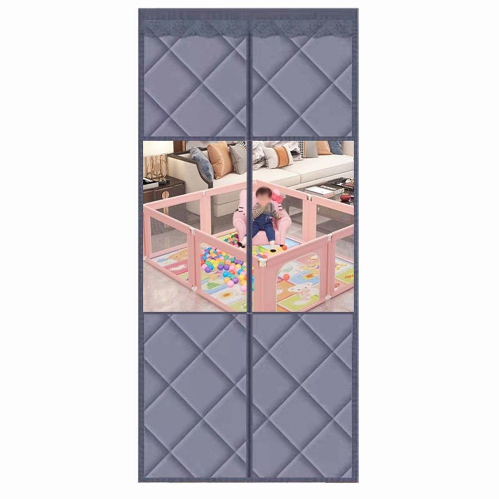 Magnetic Thermal Insulated Door Curtain 3581inch, Winter Household Windproof Air Conditioner Partition Curtain with Heavy Duty Bi Fold Door Easy Install, for Air Conditioner Heater Room/Kitchen