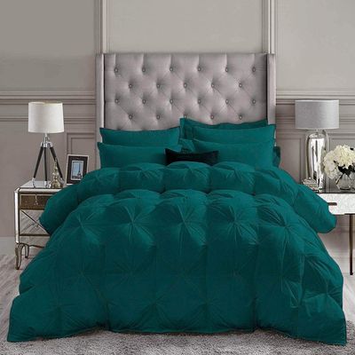 High Kotton All Season Comforter Summer Cooling 3 Piece Comforter King/Cal-King Size, Exquisite Pinch Pleat Design, Premium Baffle Box, 800 Thread Count 100% Egyptian Cotton - Teal