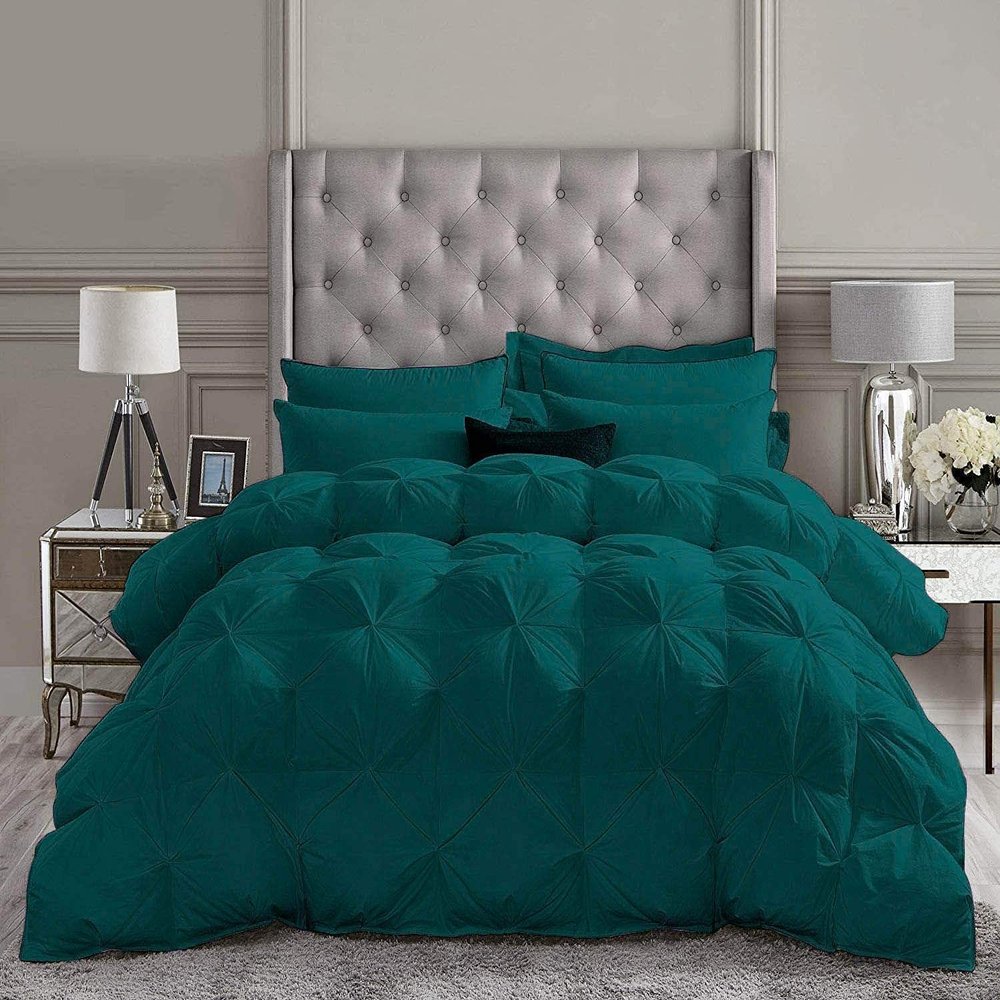 High Kotton All Season Comforter Summer Cooling 3 Piece Comforter King/Cal-King Size, Exquisite Pinch Pleat Design, Premium Baffle Box, 800 Thread Count 100% Egyptian Cotton - Teal