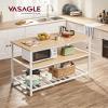 VASAGLE Kitchen Island with 3 Shelves, 47.2 Inches Width Kitchen Shelf with Large Worktop, Stable Steel Structure, Industrial, Easy to Assemble, Oak Color and White UKKI001W09 view 2