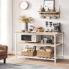VASAGLE Kitchen Island with 3 Shelves, 47.2 Inches Width Kitchen Shelf with Large Worktop, Stable Steel Structure, Industrial, Easy to Assemble, Oak Color and White UKKI001W09 view 4