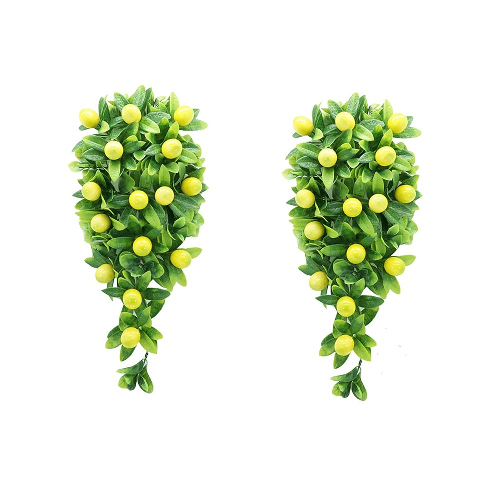 ALXFFBN 2 Pack Artificial Teardrop Wreath, 15.7 Inch Realisric Greenery Teardrop Swag with Orange, Lemon, Peach,