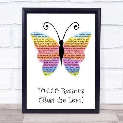10,000 Reasons Rainbow Butterfly Song Lyric Print