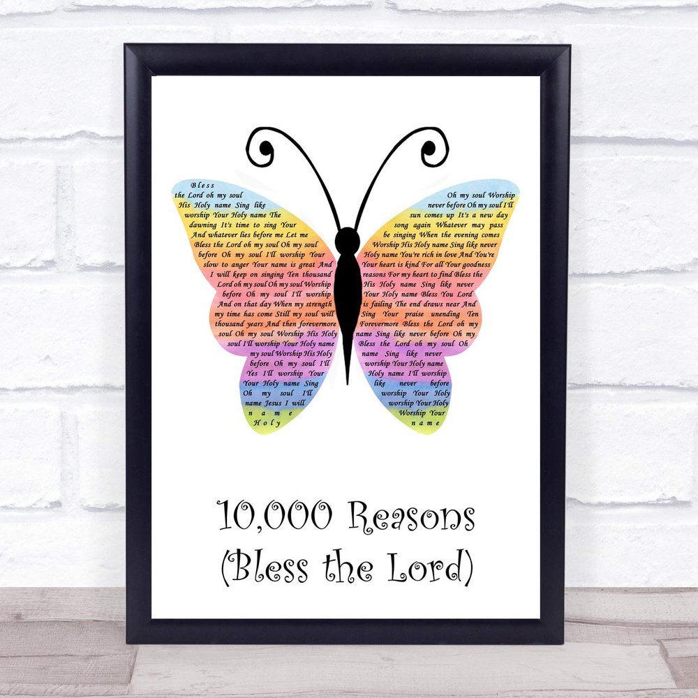 10,000 Reasons Rainbow Butterfly Song Lyric Print