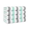 Arkwright Cabo Cabana Stripe Beach Towel - Pack of 4 - Large Soft Quick Dry Cotton Terry Towels for Pool, Swim, and Hot Tub, Oversized 30 x 70 in, Grey/Mint view 1
