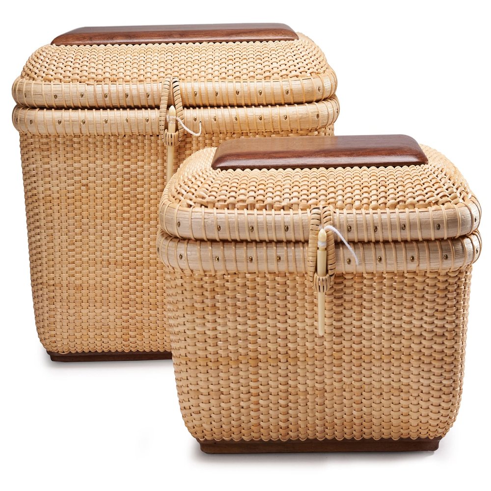 Teng Jin Decorative with Lid Handmade Nantucket basket A gorgeous little jewelry box Cane staves finely-woven home-storage-baskets-and-containers Arts,Luxury Container