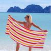 Arkwright Cabo Cabana Stripe Beach Towel - Pack of 4 - Large Soft Quick Dry Cotton Terry Towels for Pool, Swim, and Hot Tub, Oversized 30 x 70 in, Raspberry/Mango view 3