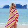 Arkwright Cabo Cabana Stripe Beach Towel - Pack of 4 - Large Soft Quick Dry Cotton Terry Towels for Pool, Swim, and Hot Tub, Oversized 30 x 70 in, Raspberry/Mango view 4