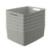 Curver Set of 6 Medium 12L Jute Decorative Plastic Organization and Storage Baskets - Perfect Bins for Home Office, Closet Shelves, Kitchen Pantry and All Bedroom Essentials, Grey view 1