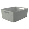 Curver Set of 6 Medium 12L Jute Decorative Plastic Organization and Storage Baskets - Perfect Bins for Home Office, Closet Shelves, Kitchen Pantry and All Bedroom Essentials, Grey view 3