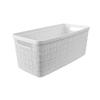 Curver Set of 8 Slim 6.8L Jute Decorative Plastic Organization and Storage Baskets - Perfect Bins for Home Office, Closet Shelves, Kitchen Pantry and All Bedroom Essentials, White view 3