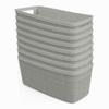 Curver Set of 8 Slim 6.8L Jute Decorative Plastic Organization and Storage Baskets - Perfect Bins for Home Office, Closet Shelves, Kitchen Pantry and All Bedroom Essentials, Grey view 1