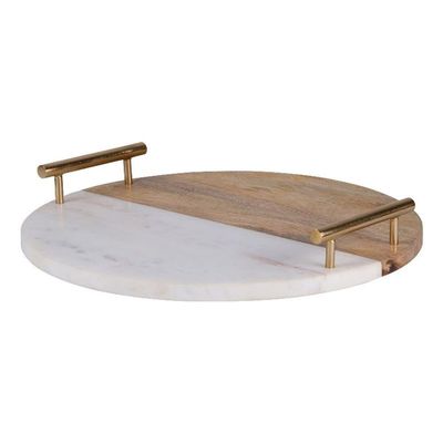 Renwil Dinova 2x14 Modern Wood Decorative Tray in Natural/White