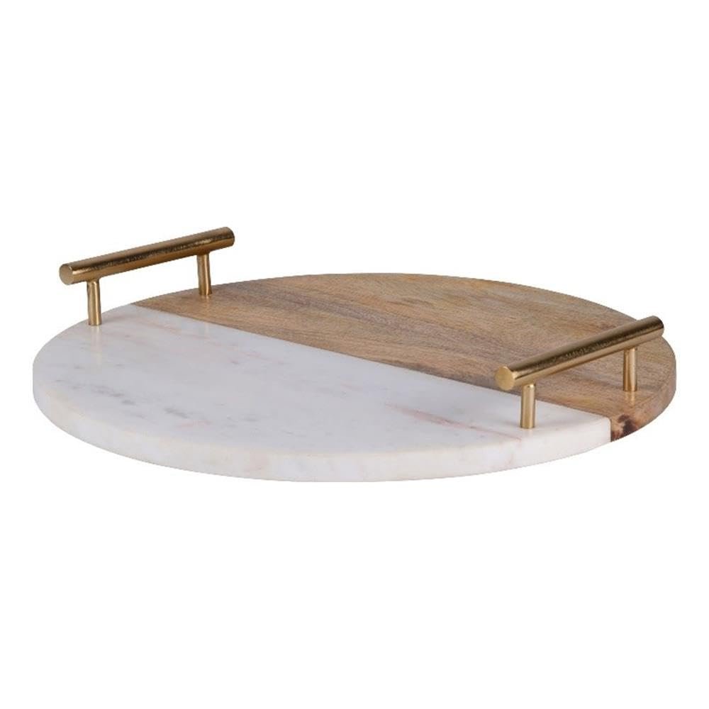 Renwil Dinova 2x14 Modern Wood Decorative Tray in Natural/White