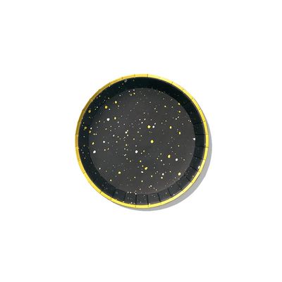 Coterie Black and Gold Paper Plates (Set of 10 Small Plates) - Star Paper Plates, Galaxy Plates, Space Party Plates, Modern Paper Plates | 7.25" Fancy Paper Plates