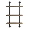 HOMES: Inside + Out Treiber Industrial 3-Tier Metal 24 in. Floating Shelf for Living Room, Bedroom, Natural Brown view 1