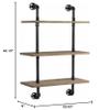 HOMES: Inside + Out Treiber Industrial 3-Tier Metal 24 in. Floating Shelf for Living Room, Bedroom, Natural Brown view 3