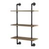 HOMES: Inside + Out Treiber Industrial 3-Tier Metal 24 in. Floating Shelf for Living Room, Bedroom, Natural Brown view 4