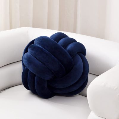 Sioloc Soft Knot Ball Pillows,Round Throw Pillow Cushion Home Decoration Plush Pillow,Throw Knotted Pillow Handmade Round Plush Pillow7.8inches,Navy