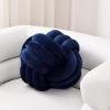 Sioloc Soft Knot Ball Pillows,Round Throw Pillow Cushion Home Decoration Plush Pillow,Throw Knotted Pillow Handmade Round Plush Pillow7.8inches,Navy view 1