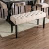 HOMES: Inside + Out Carpinero Farmhouse Fabric Tufted 48 in. Bench for Dining Room, Kitchen, Ivory view 2