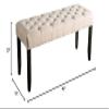HOMES: Inside + Out Carpinero Farmhouse Fabric Tufted 48 in. Bench for Dining Room, Kitchen, Ivory view 3