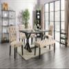 HOMES: Inside + Out Carpinero Farmhouse Fabric Tufted 48 in. Bench for Dining Room, Kitchen, Ivory view 4