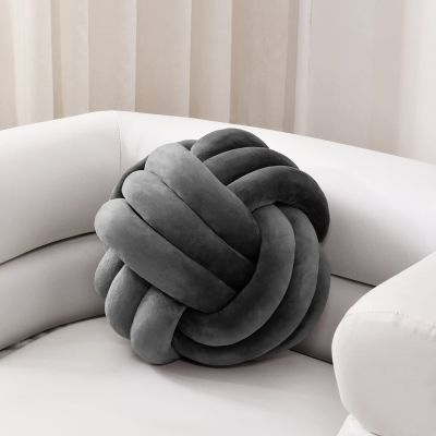 Sioloc Soft Knot Ball Pillows,Round Throw Pillow Cushion Home Decoration Plush Pillow,Throw Knotted Pillow Handmade Round Plush Pillow7.8inches,Dark Grey