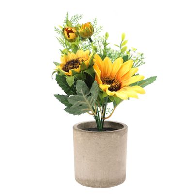 BESTOYARD Vintage Decor Artificial Sunflower Potted Plant Fake False Flowers Faux Flower in Pots Bonsai for Rustic Home Decor Party Wedding Garden Office Patio Artificial Bonsai