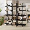5-Shelf Bookcase, Large Open Bookshelf Modern Industrial Style, Open Display Shelves with Metal Frame for Living Room, Black view 1