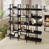 5-Shelf Bookcase, Large Open Bookshelf Modern Industrial Style, Open Display Shelves with Metal Frame for Living Room, Black view 3