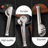 HEMOTON 4pcs Bread Cake Holder toast tongs chef tongs bread tong ice bbq meat turner Food Clamp Clip serving mini foods kitchen gadgets Stainless steel Multifunction clip view 4