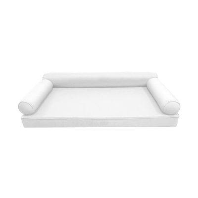 Prolinemax Style 6 - Mattress & Pillow Bolster for Outdoor Indoor Daybed Porch Swing Bed Piped Trim Queen Size AD106 | Covers ONLY |